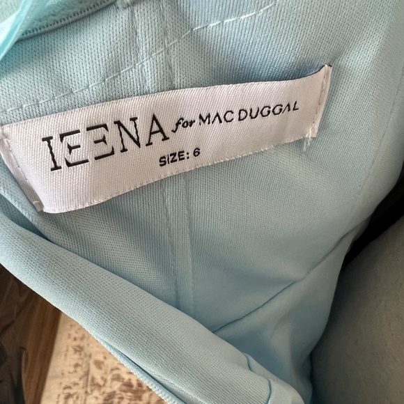 NWT Ieena for Mac Duggal Blue Satin Off The Shoulder Crossover Gown 56037 Size 6 - Picture 11 of 16